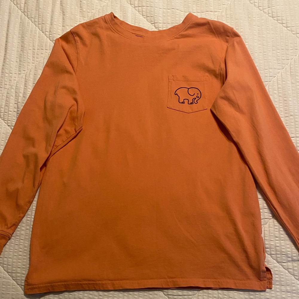 Ivory Ella Long Sleeve Tee Orange/Coral Graphic Tiger Print Organic Cotton M - Picture 3 of 11